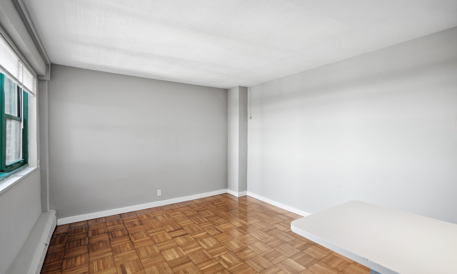 Open studio with parquet floors